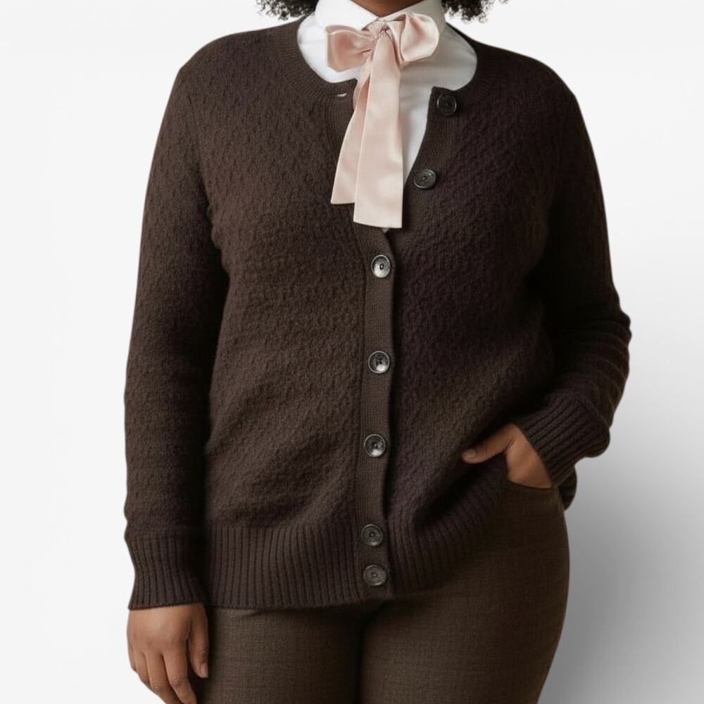 Pendleton Brown Cable Knit Textured Cardigan Swea… - image 1